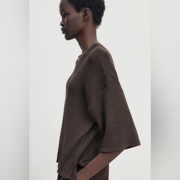 Massimo Dutti Womens 3/4 Sleeves Knit Sweater | S | Brown 5623/529 NEW!! - Picture 5 of 12